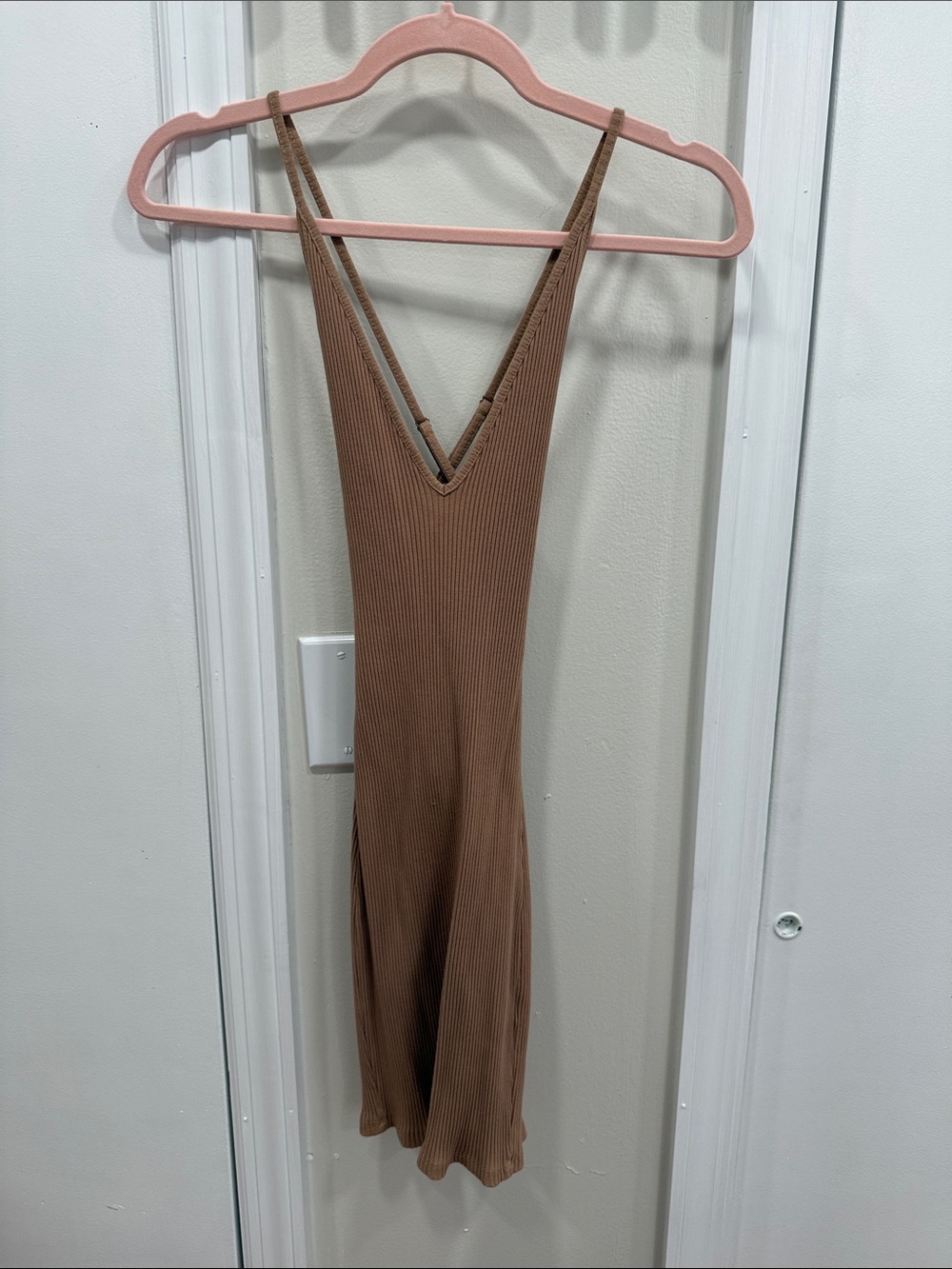 Makers of Dreams Ribbed Midi Dress in Taupe